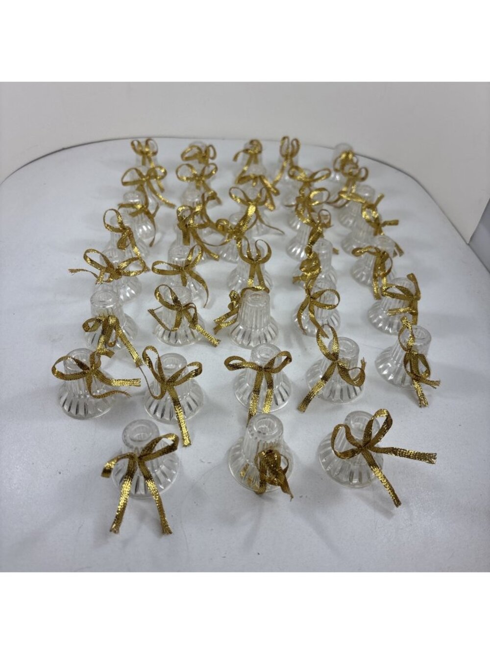 38 VTG Xmas Bell String Light Cover Replacement Clear Gold Bow Christmas Tree